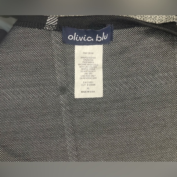 Olivia Blu Cardigan Sweater Womens XL Black Window Pane Print Open Front Knit - Picture 3 of 3